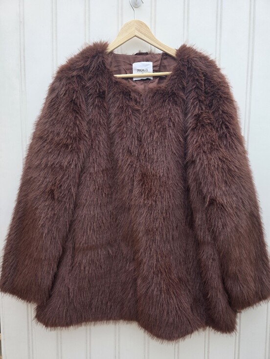 Ricki's Jackets & Blazers - Ricki's Mia Faux Fur Shaggy Fluffy Brown Coat Womens XXL